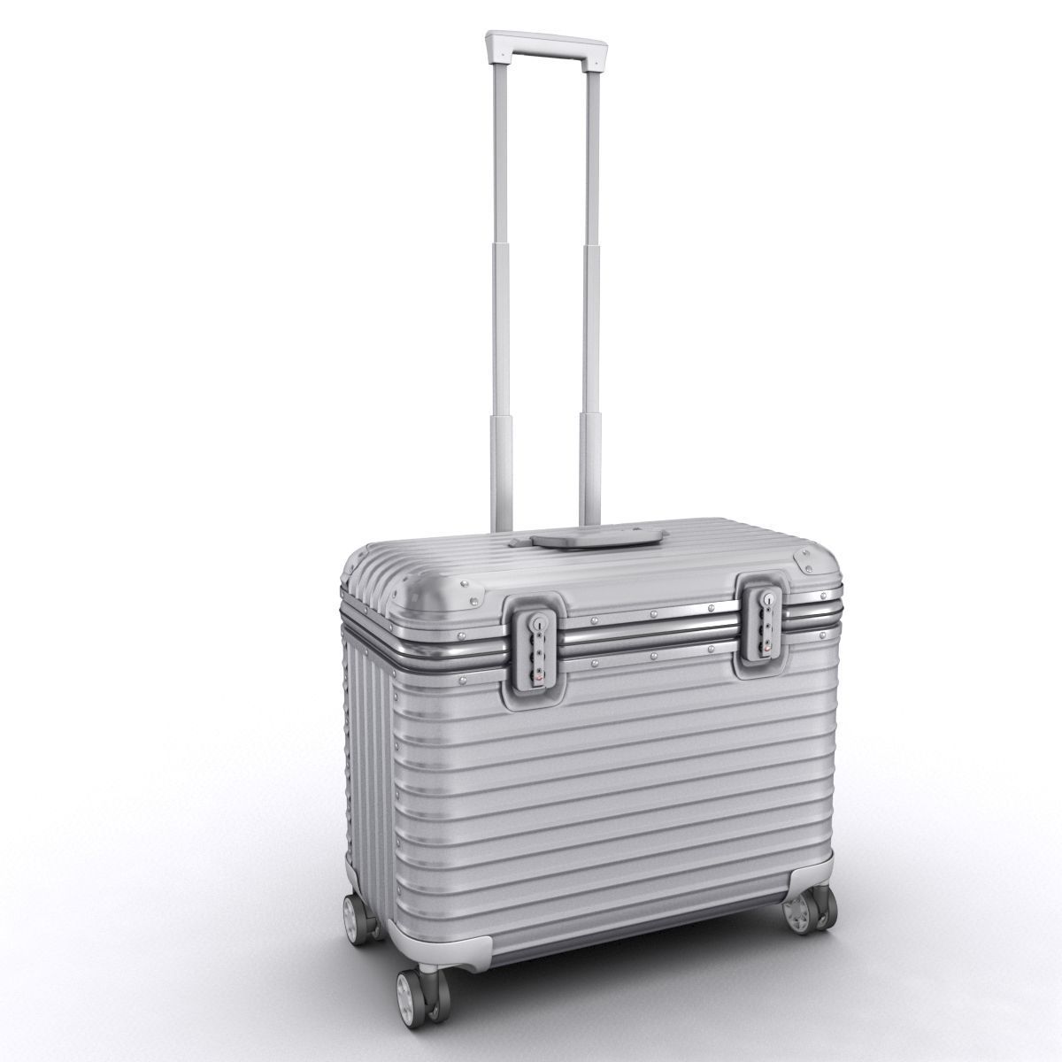 Aluminium suitcase 3D model_2
