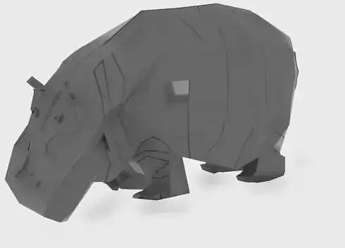 Low-poly hippo paper hippopotamus Free low-poly 3D model