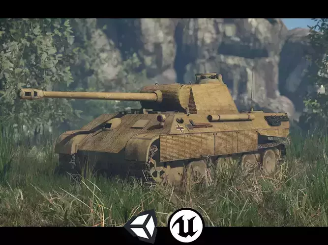 World War II - Panther Panzer V - Game Ready - PBR