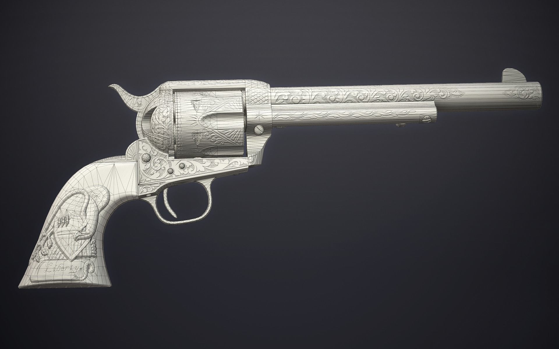Colt Single Action Army - Peacemaker - Engraved Low-poly 3D model_4