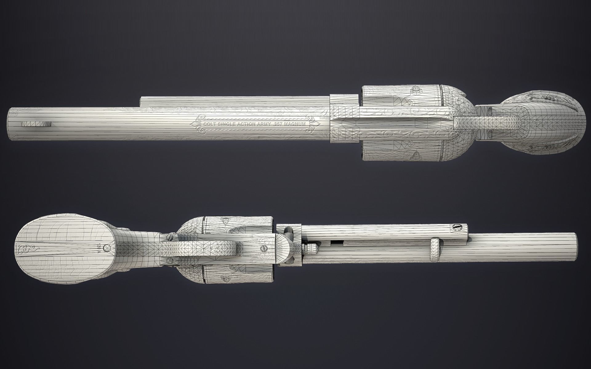 Colt Single Action Army - Peacemaker - Engraved Low-poly 3D model_13