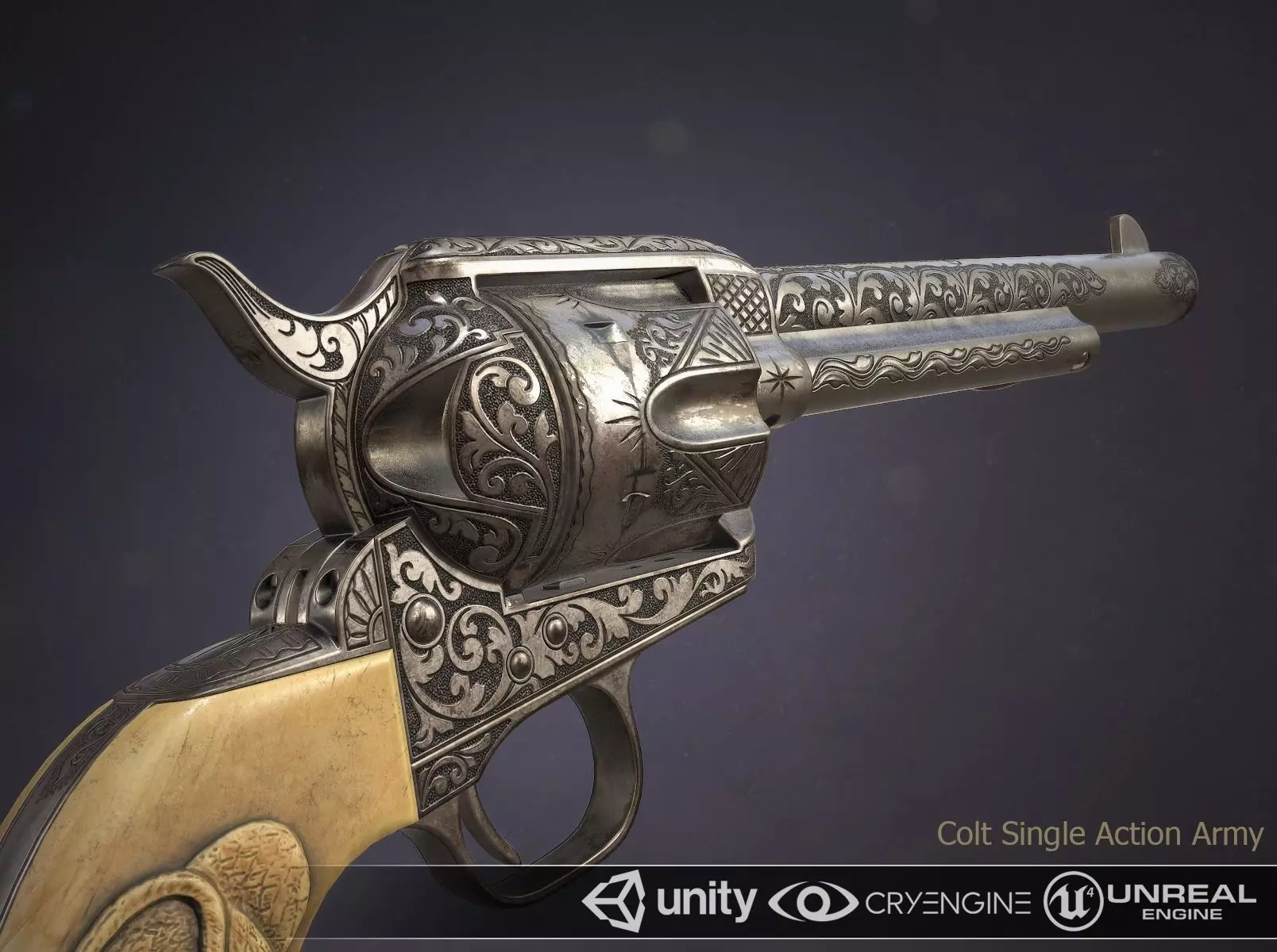 Colt Single Action Army - Peacemaker - Engraved Low-poly 3D model_0