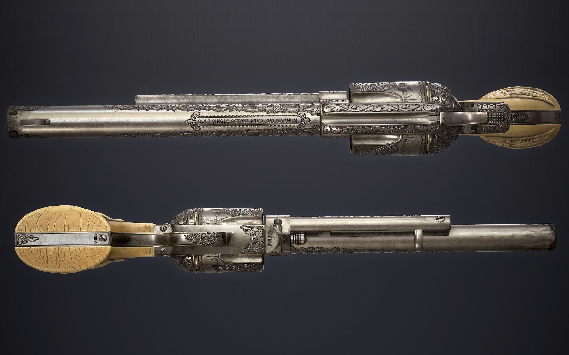 Colt Single Action Army - Peacemaker - Engraved Low-poly 3D model_12