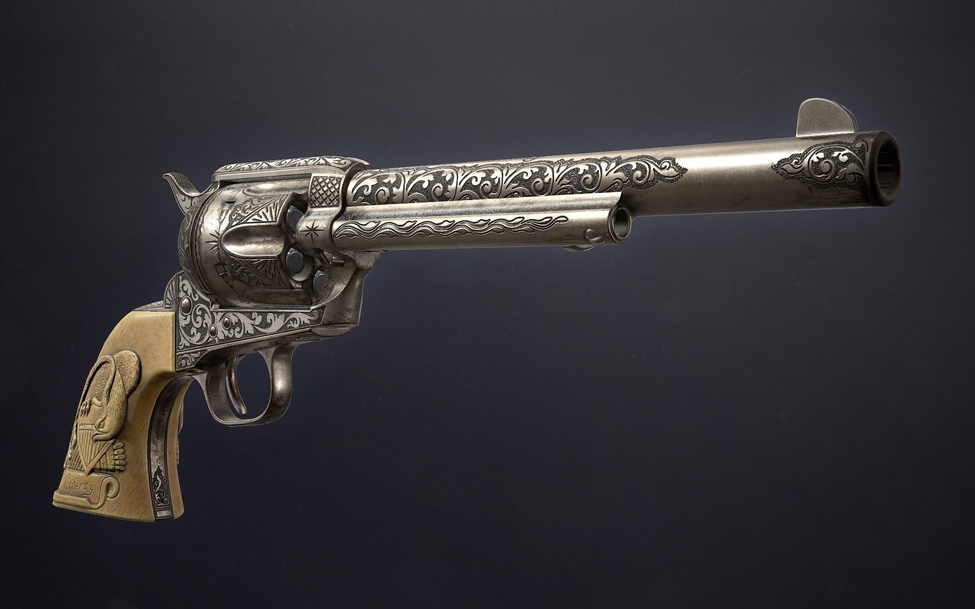 Colt Single Action Army - Peacemaker - Engraved Low-poly 3D model_5