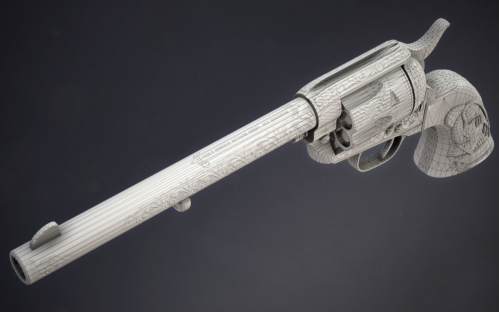 Colt Single Action Army - Peacemaker - Engraved Low-poly 3D model_10