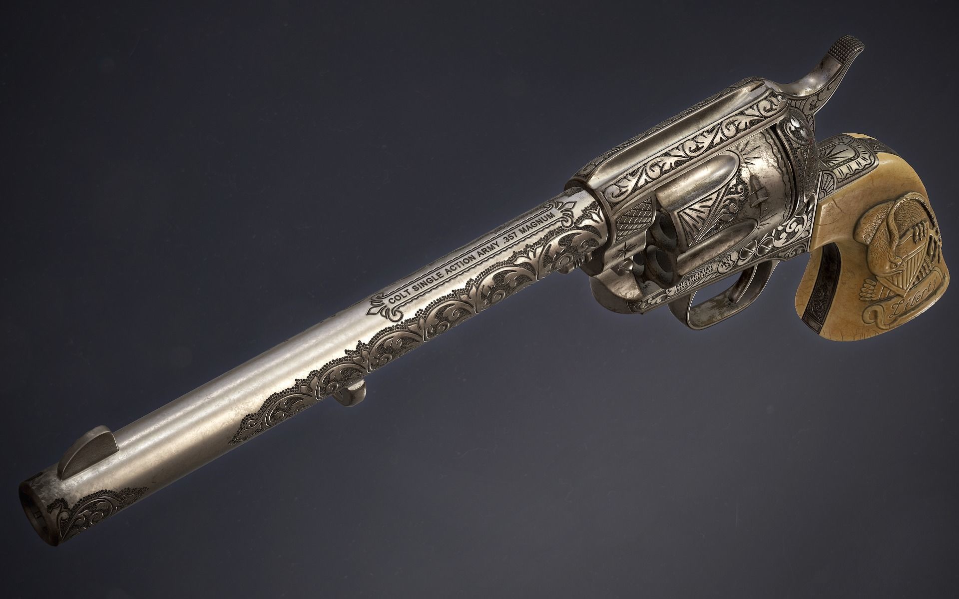 Colt Single Action Army - Peacemaker - Engraved Low-poly 3D model_9