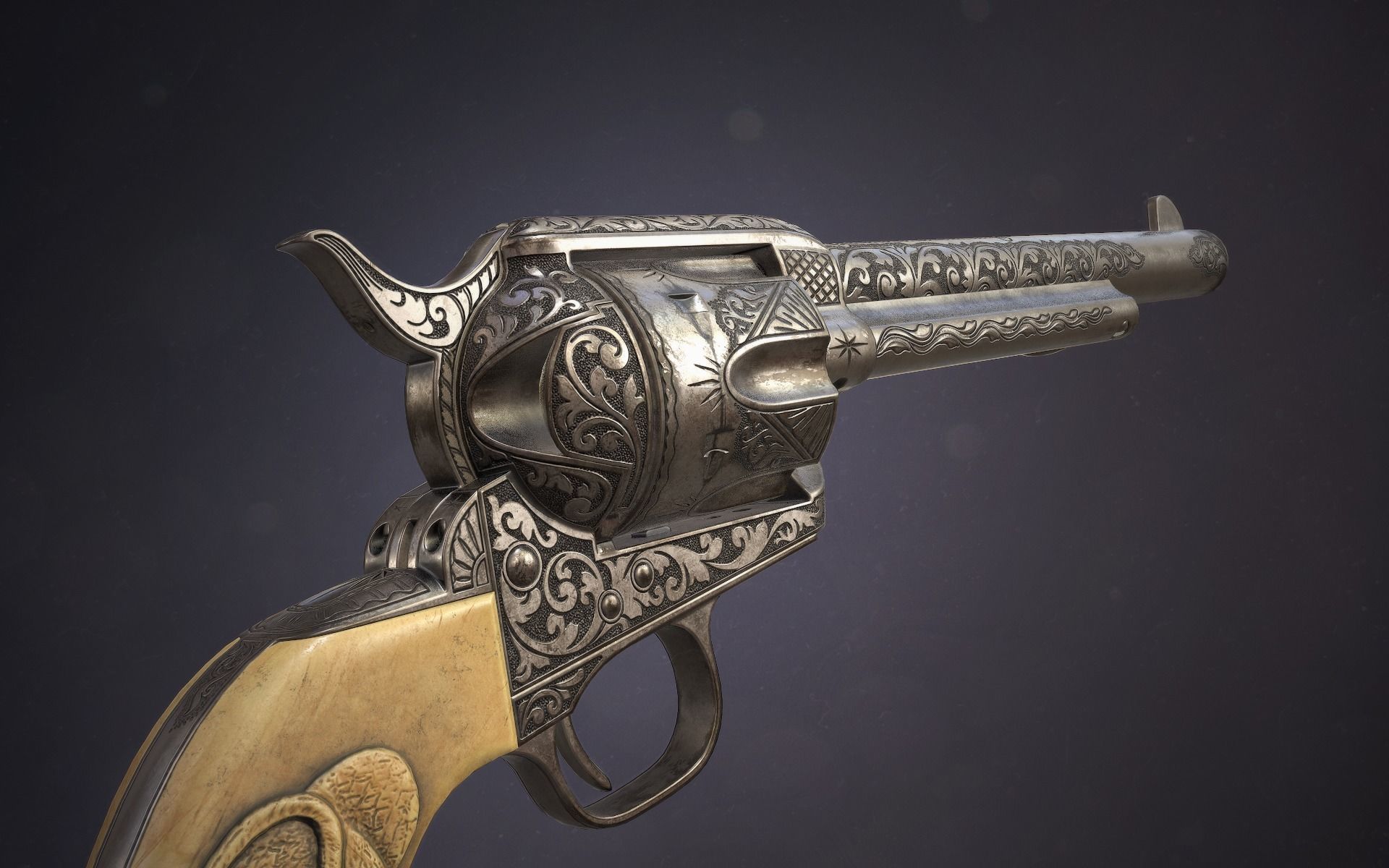 Colt Single Action Army - Peacemaker - Engraved Low-poly 3D model_1