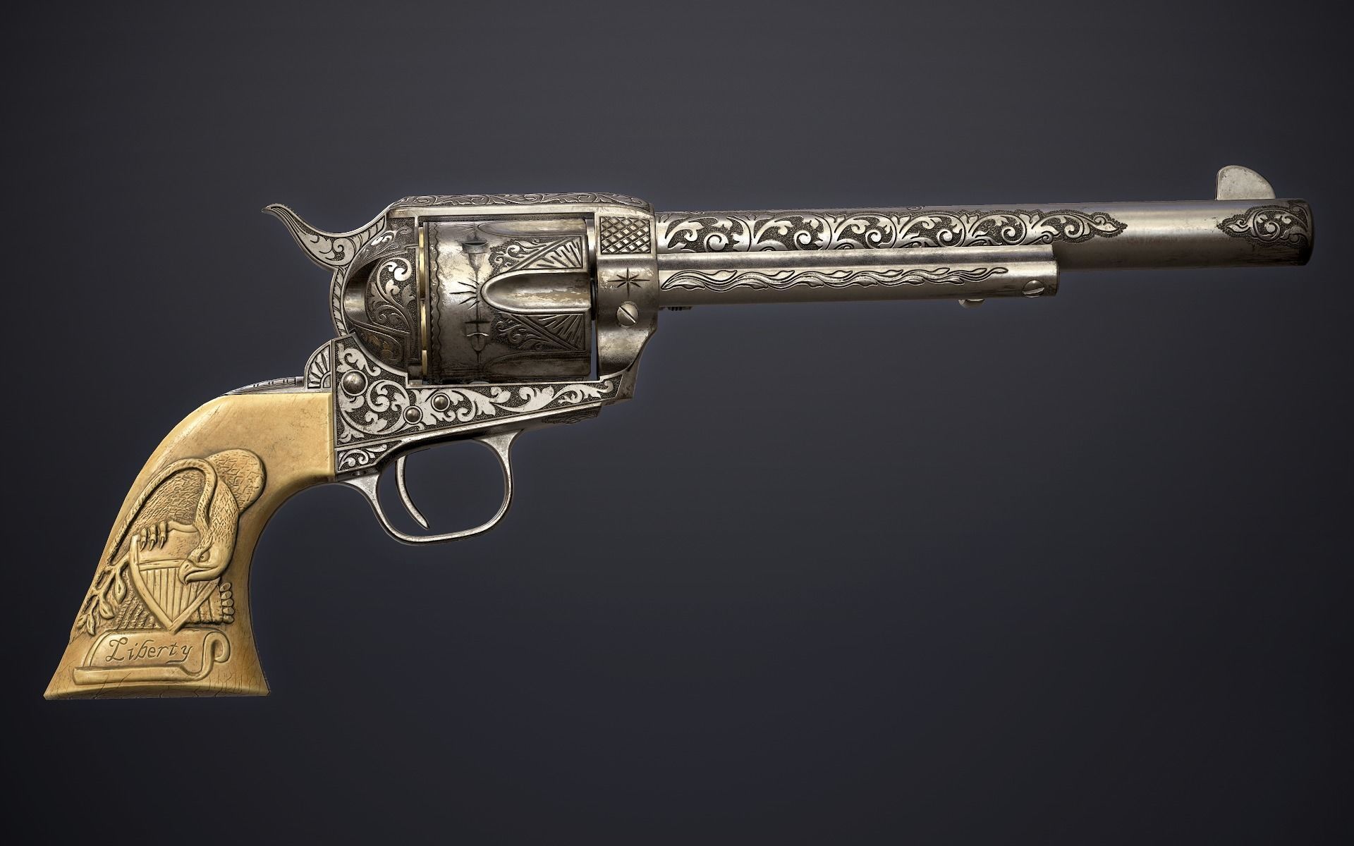 Colt Single Action Army - Peacemaker - Engraved Low-poly 3D model_3