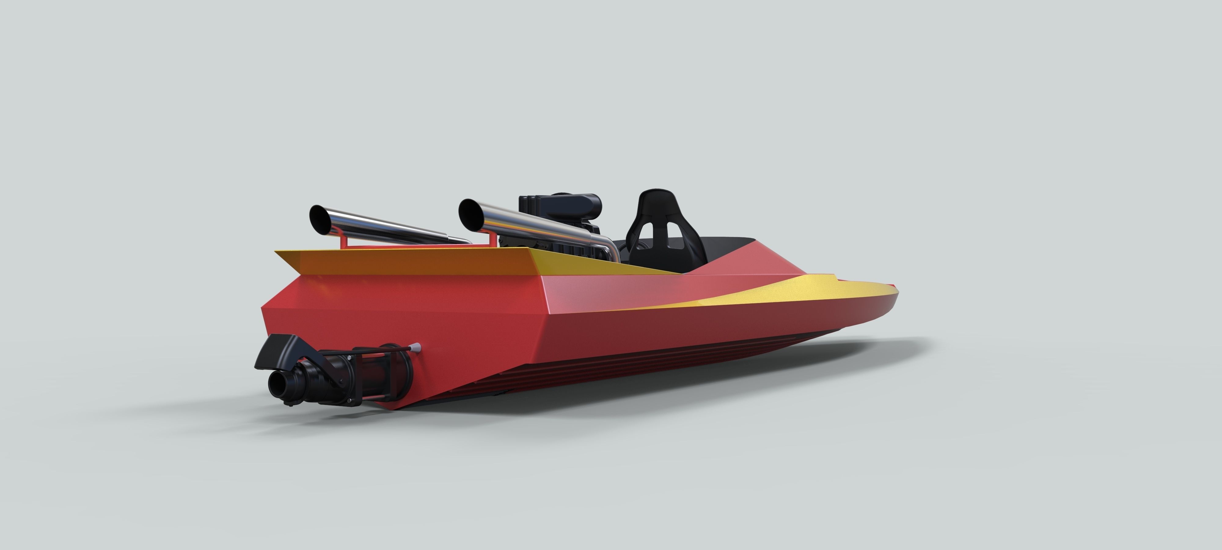 Motorboat speed boat 3D model_12