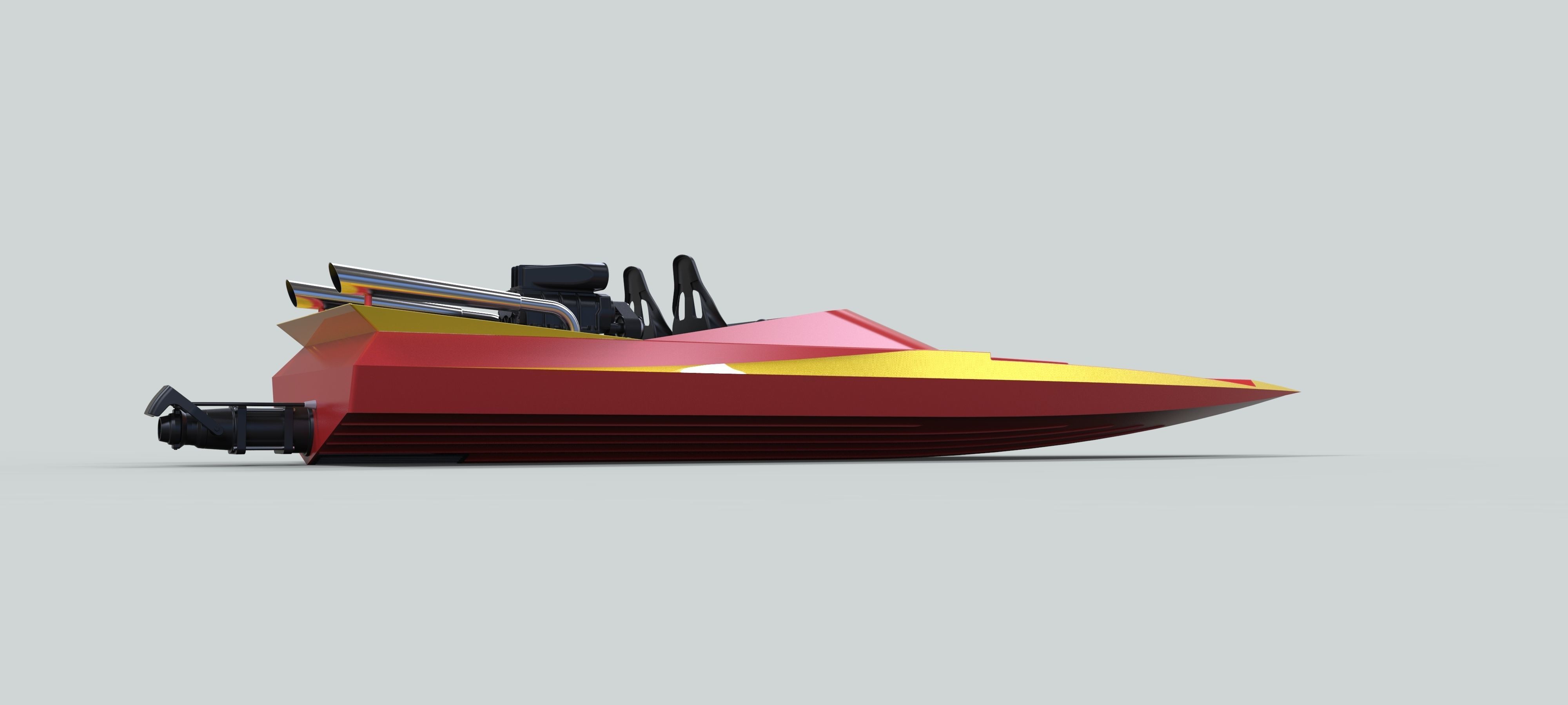 Motorboat speed boat 3D model_10
