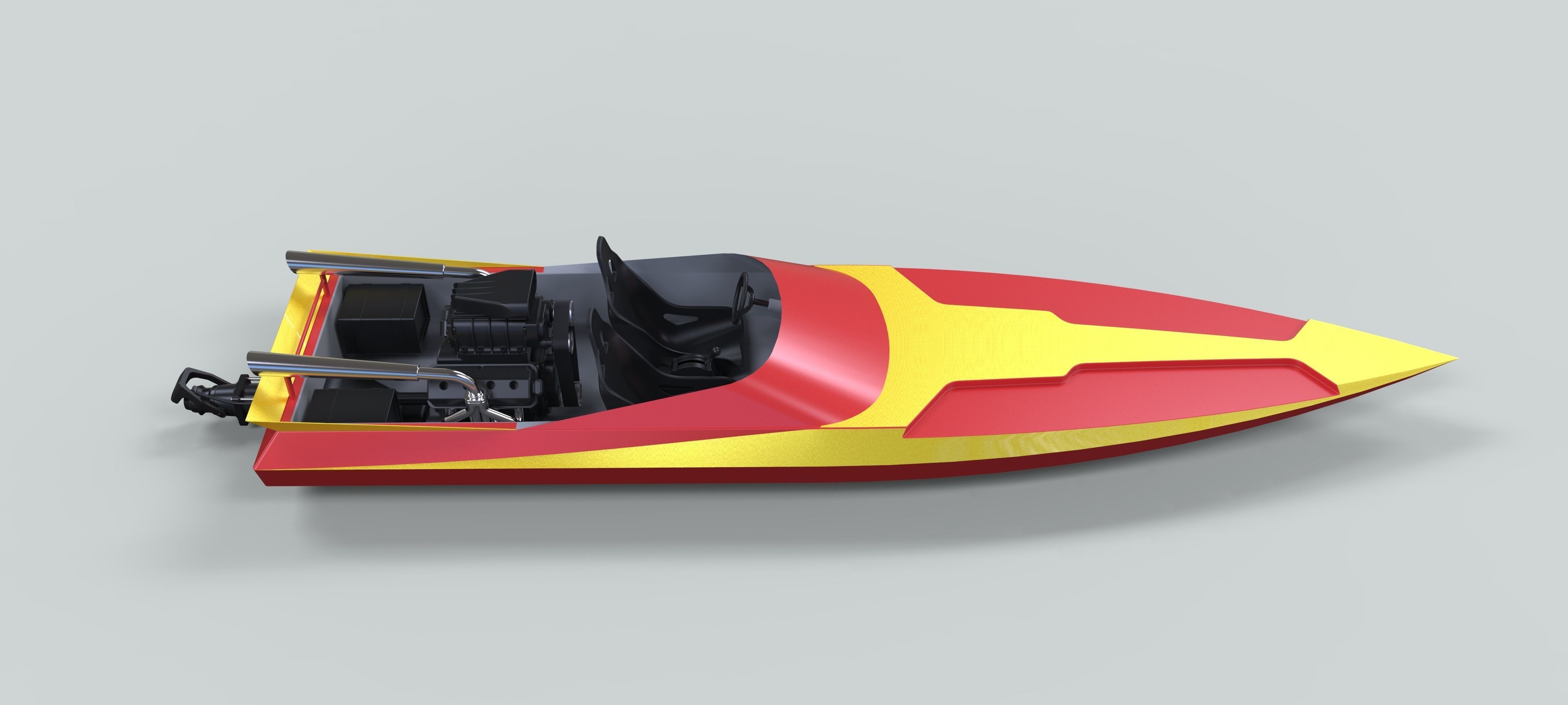 Motorboat speed boat 3D model_7