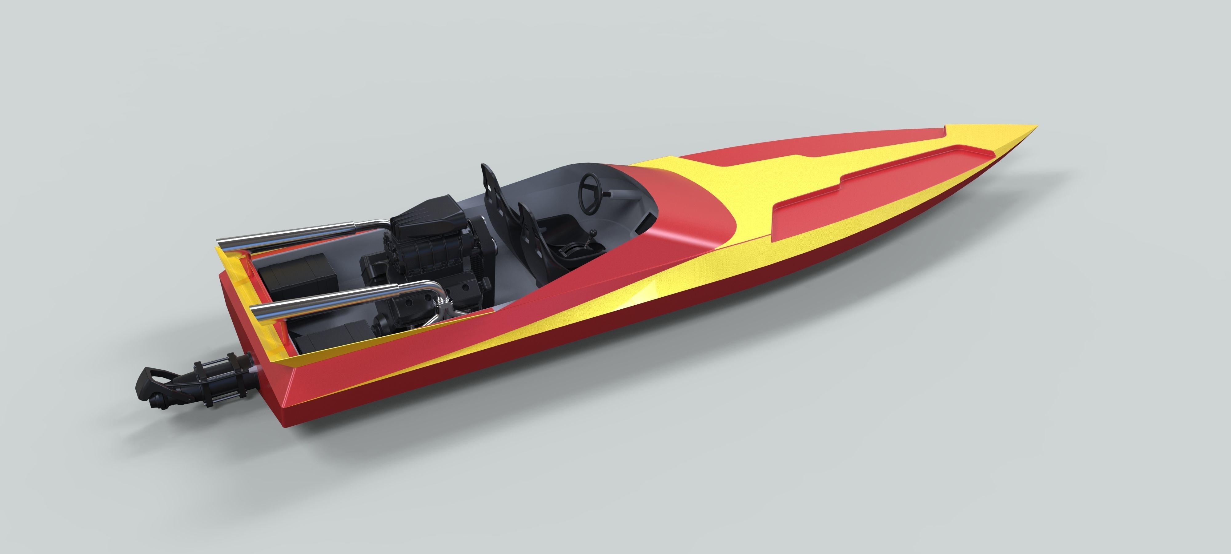 Motorboat speed boat 3D model_9