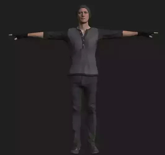 PBR Male survivor Low-poly 3D model