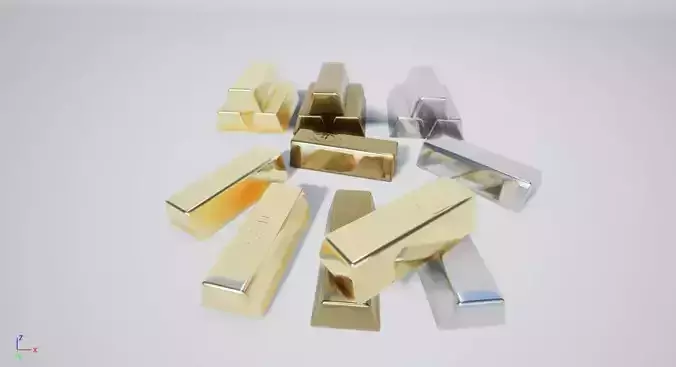 ingot - silver or bronze gold bar Low-poly 3D model