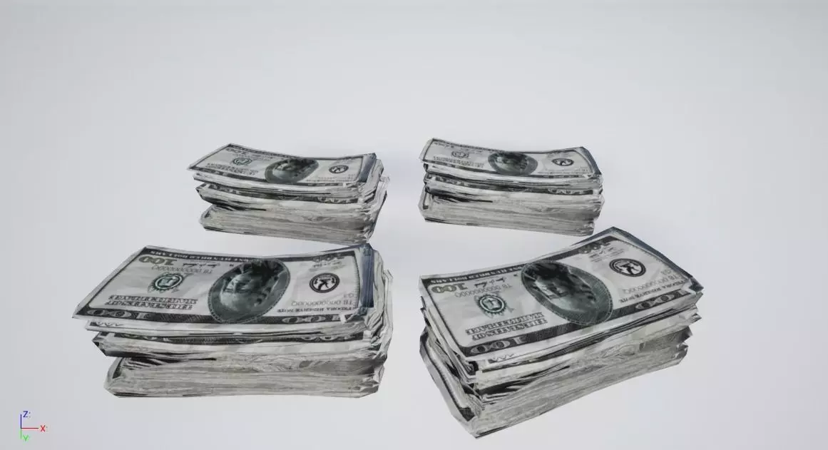 5-Stack of old and crumpled cash Low-poly 3D model_0