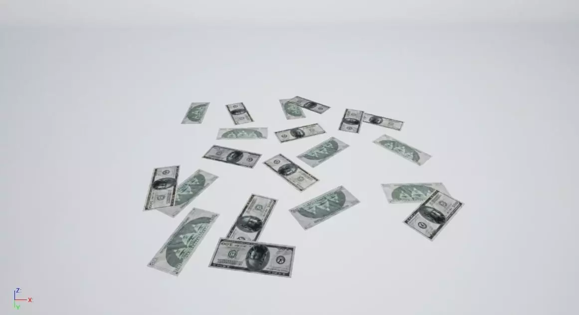 4- scattered cash Low-poly 3D model