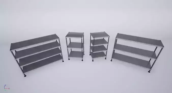 14- stainless steel laboratory shelves pack Low-poly 3D model 14- stainless steel laboratory shelves pack Low-poly 3D model