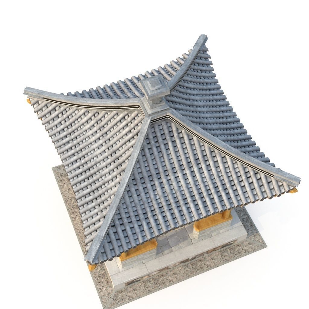 Four corner Pavilion Low-poly 3D model_3