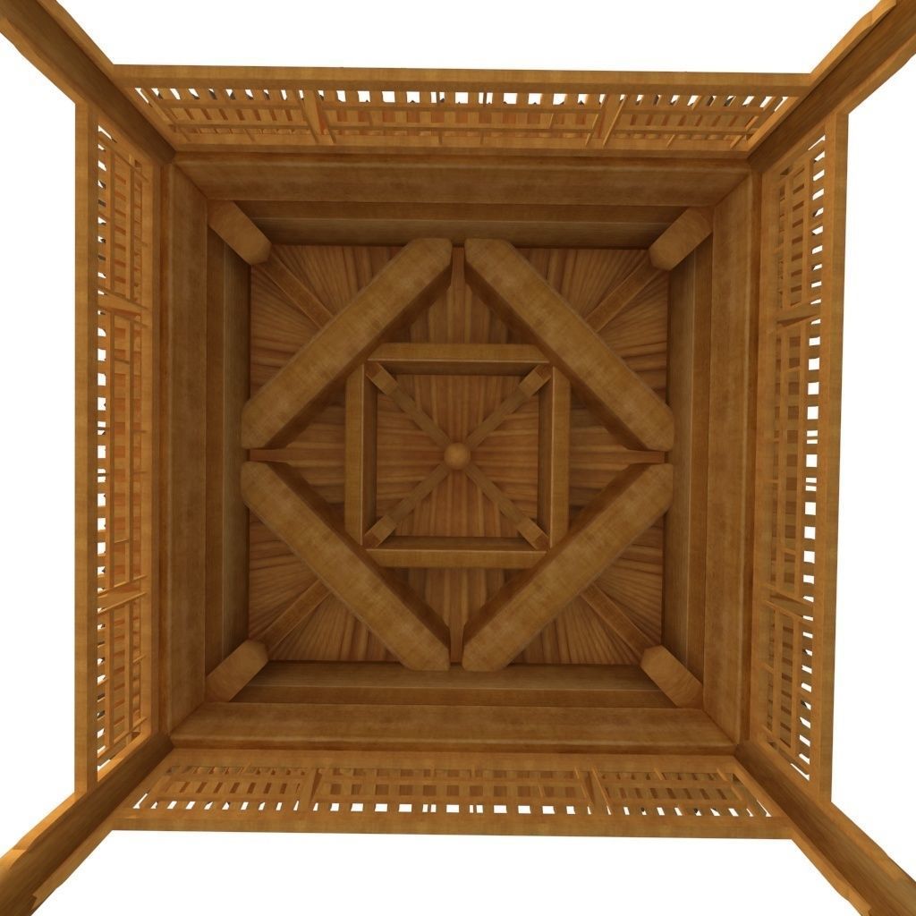 Four corner Pavilion Low-poly 3D model_5