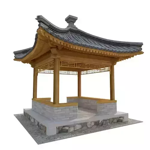 Four corner Pavilion Low-poly 3D model