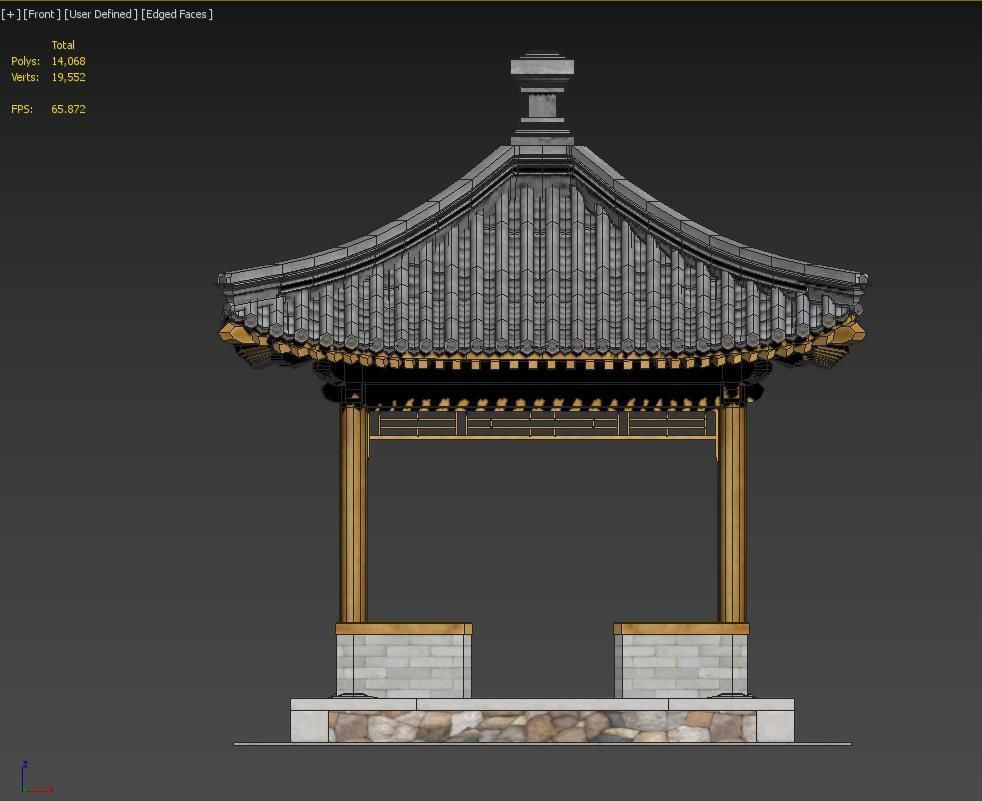 Four corner Pavilion Low-poly 3D model_8