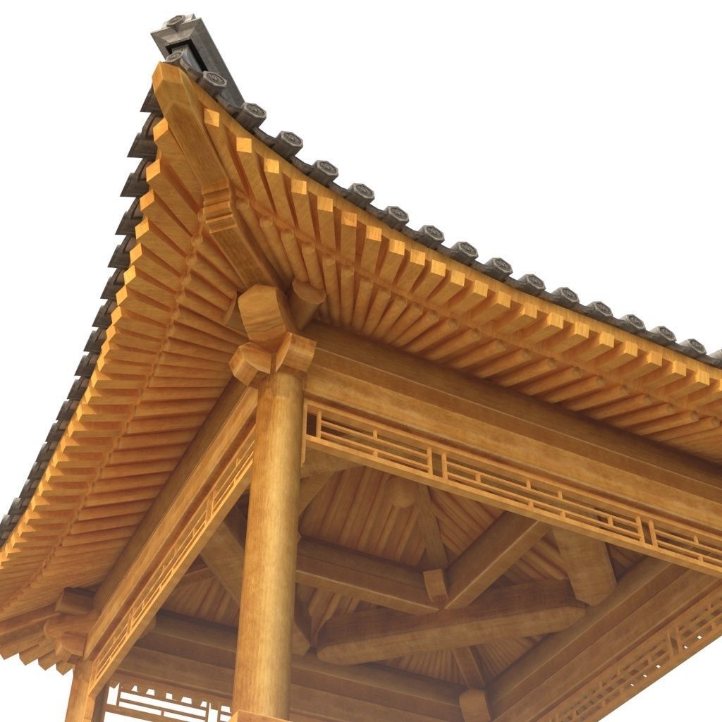 Four corner Pavilion Low-poly 3D model_1