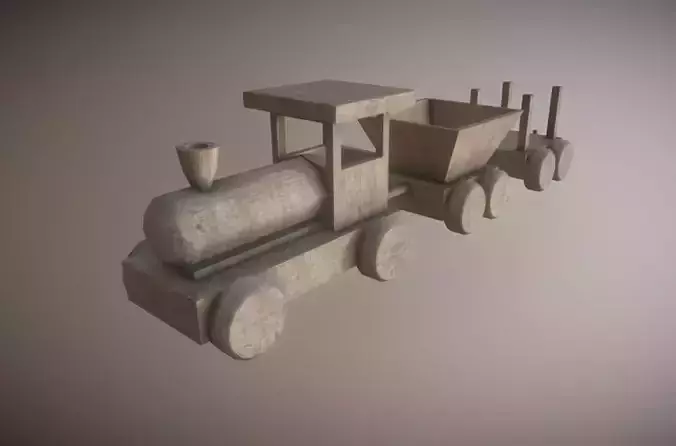 Low Poly Wooden Toy Train Low-poly 3D model