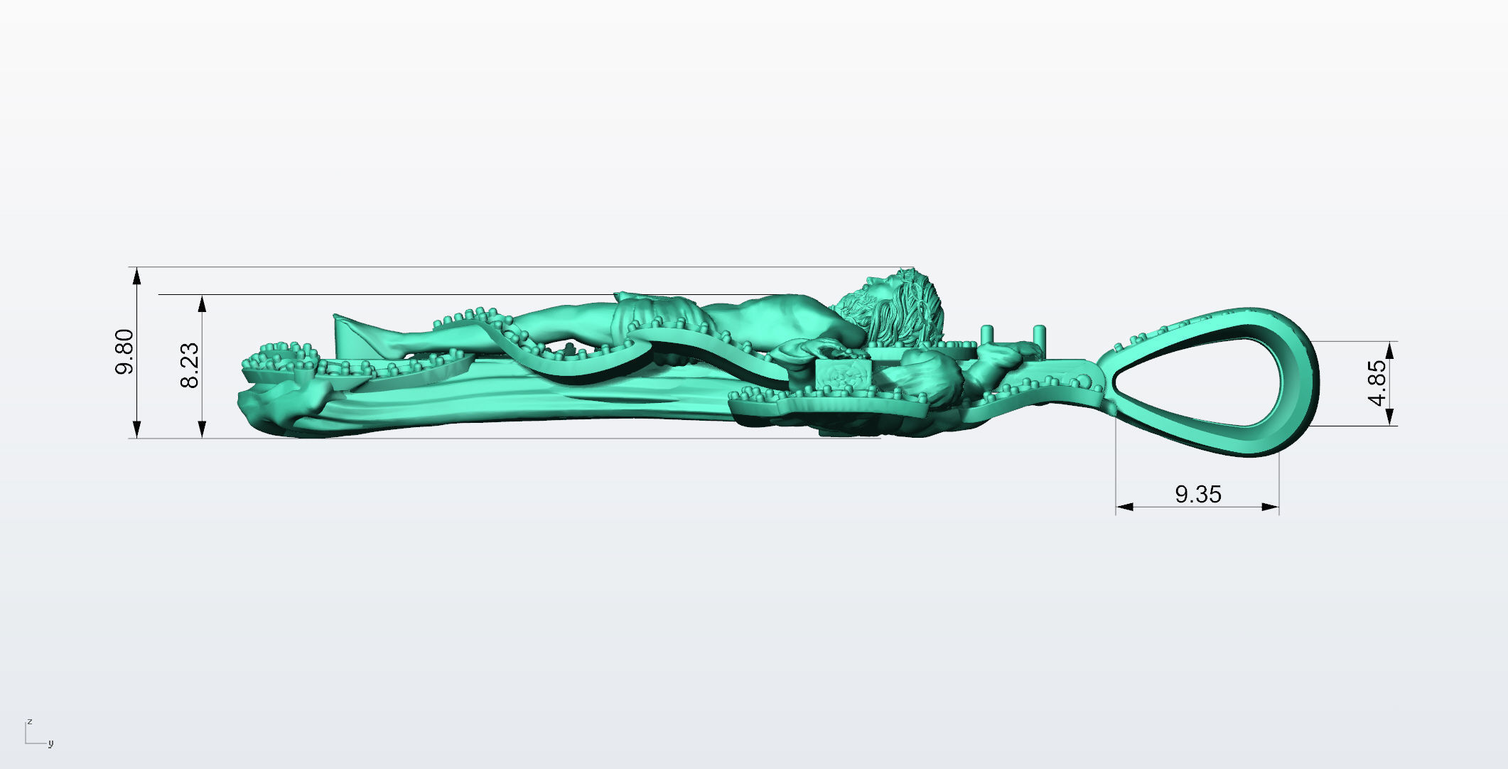 Jesus Cross Mens Diamond Pendant 3D print model_15