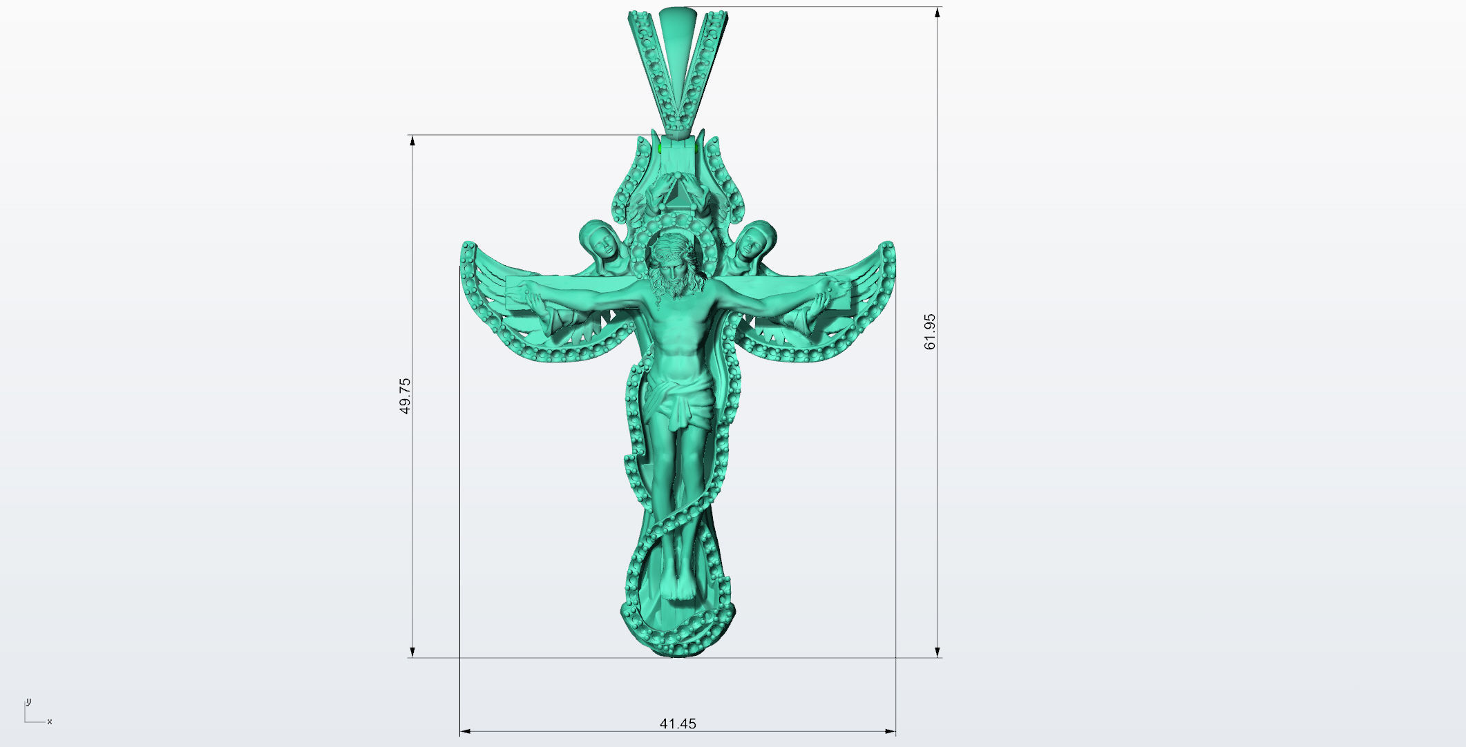 Jesus Cross Mens Diamond Pendant 3D print model_14