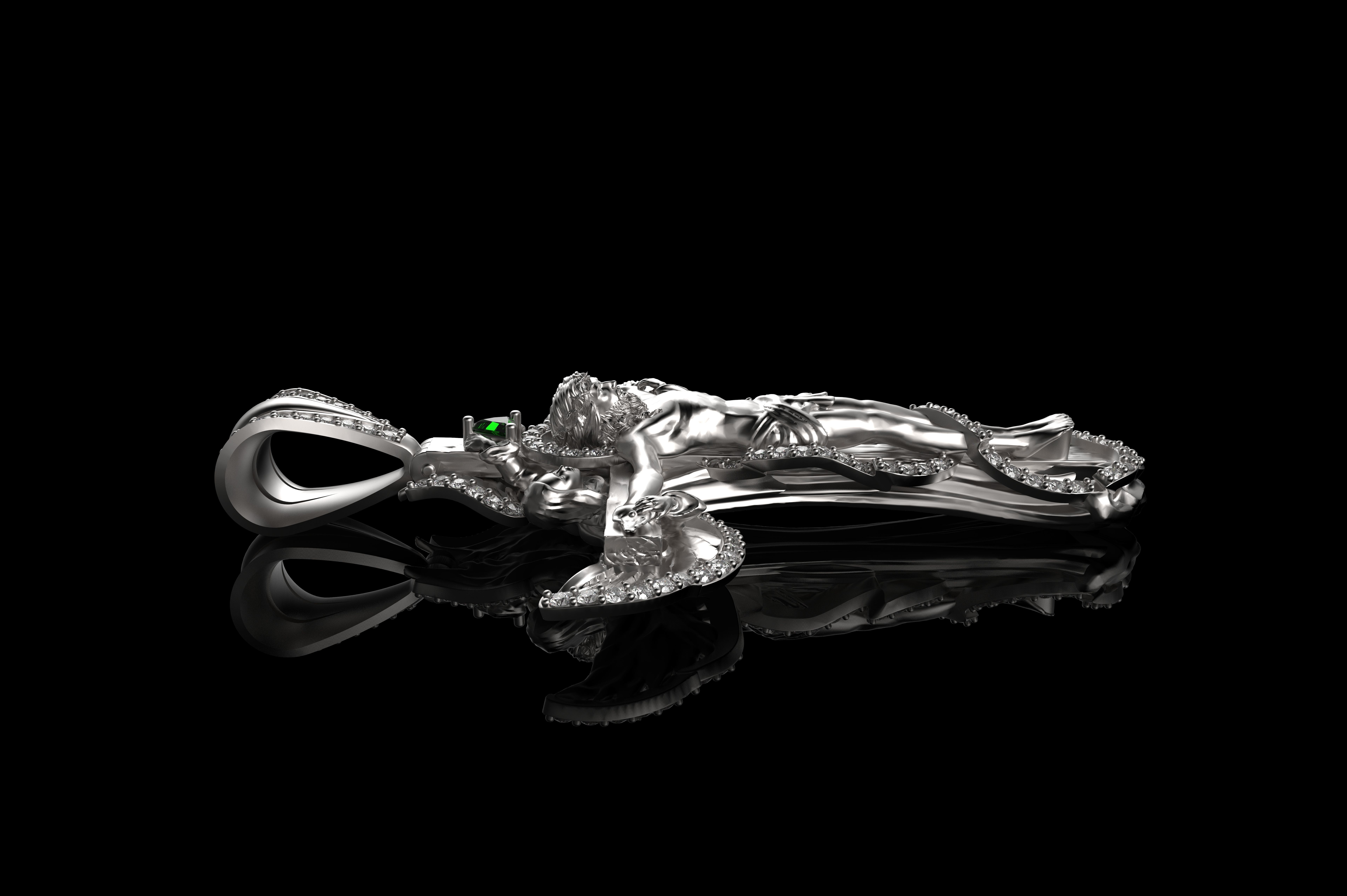 Jesus Cross Mens Diamond Pendant 3D print model_9