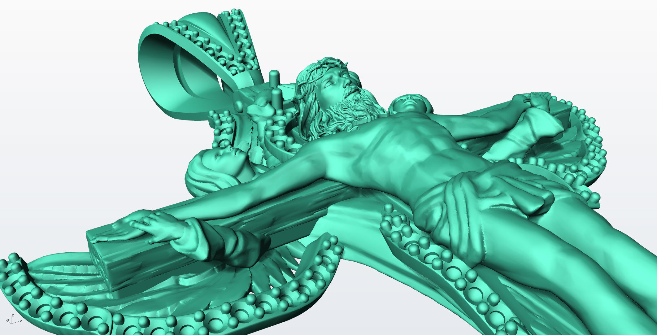 Jesus Cross Mens Diamond Pendant 3D print model_13