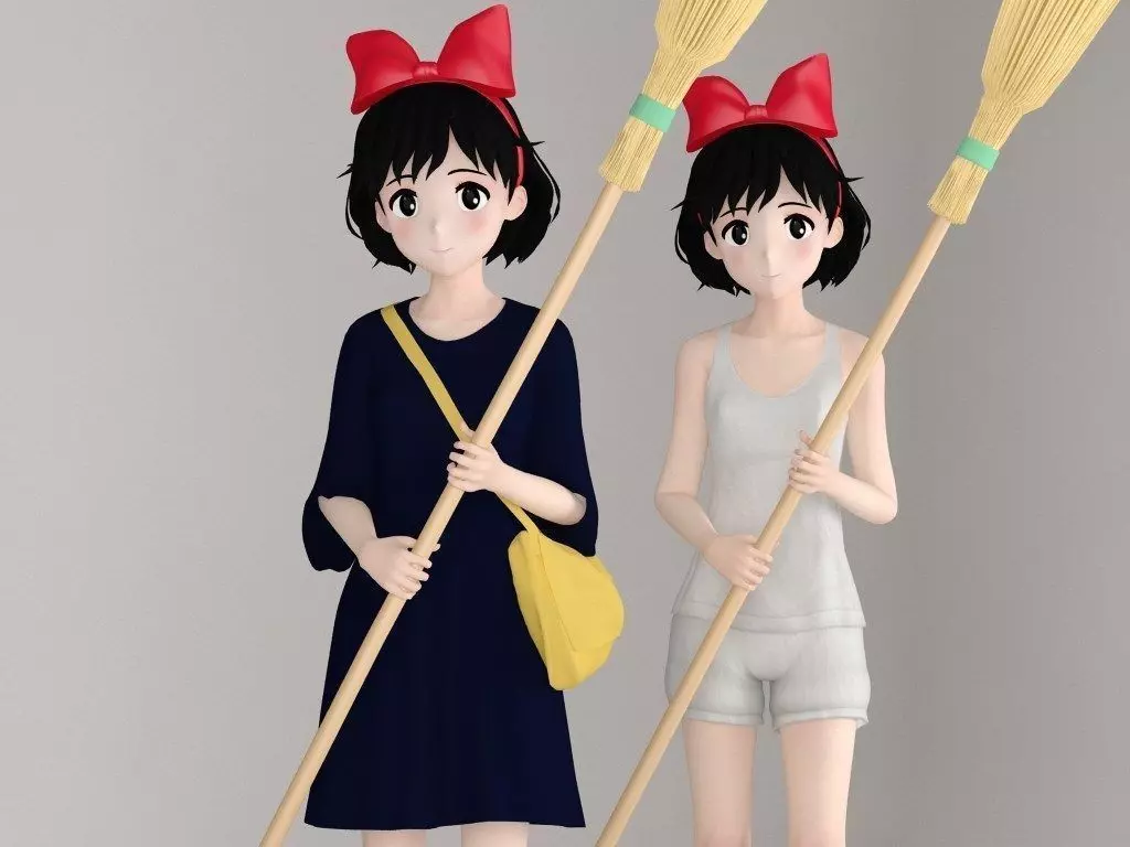 Kiki anime girl pose 01 3D model