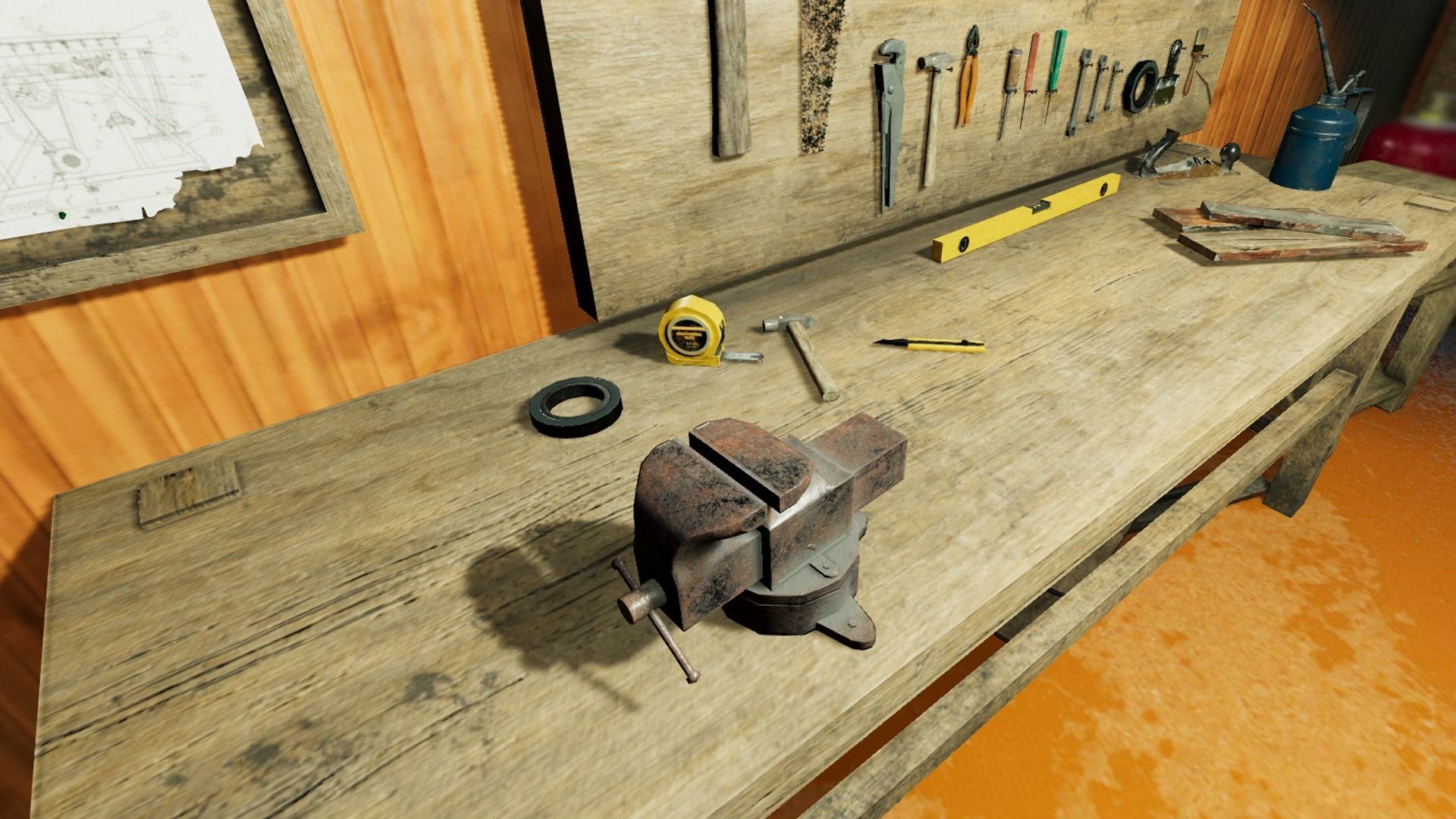 Workbench With Tools Low-poly 3D model_2