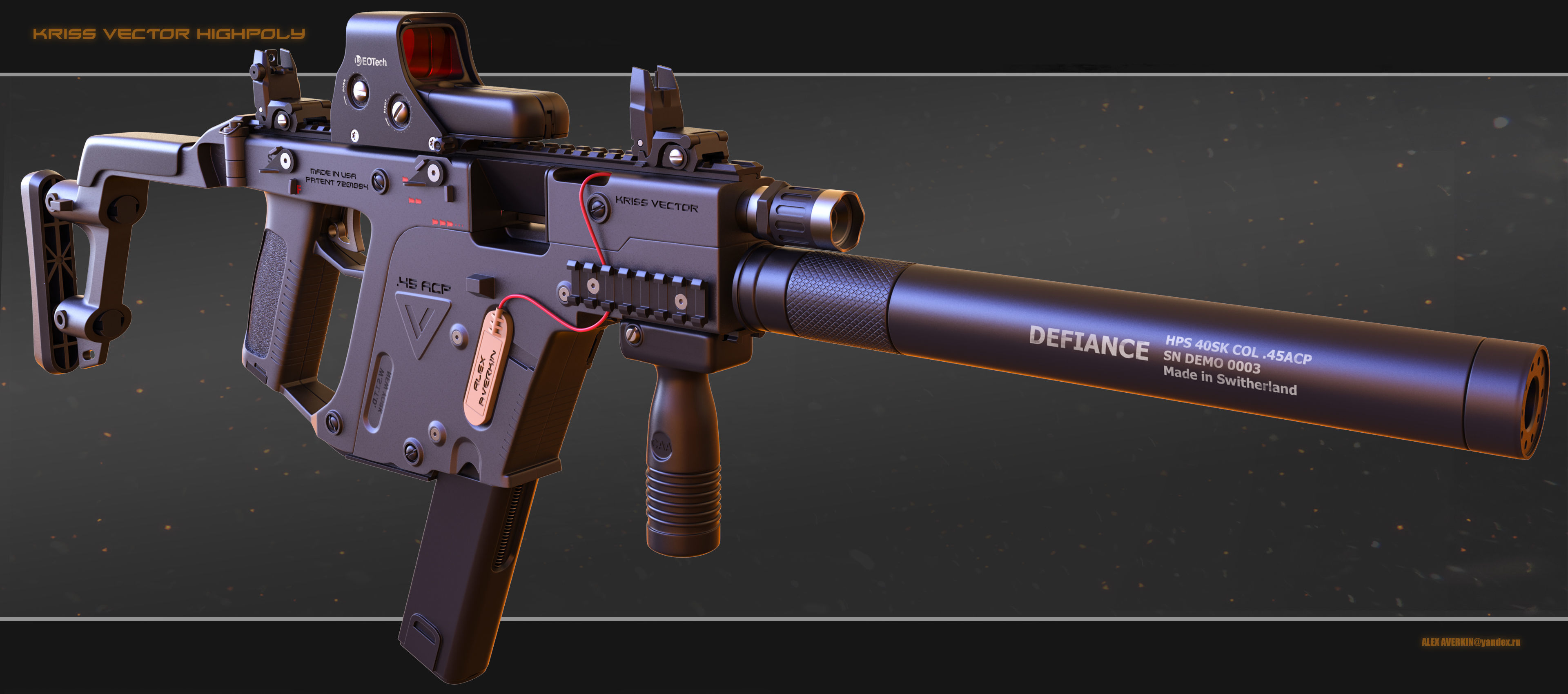 Kriss Vector Highpoly and Lowpoly models PBR Low-poly 3D model_2