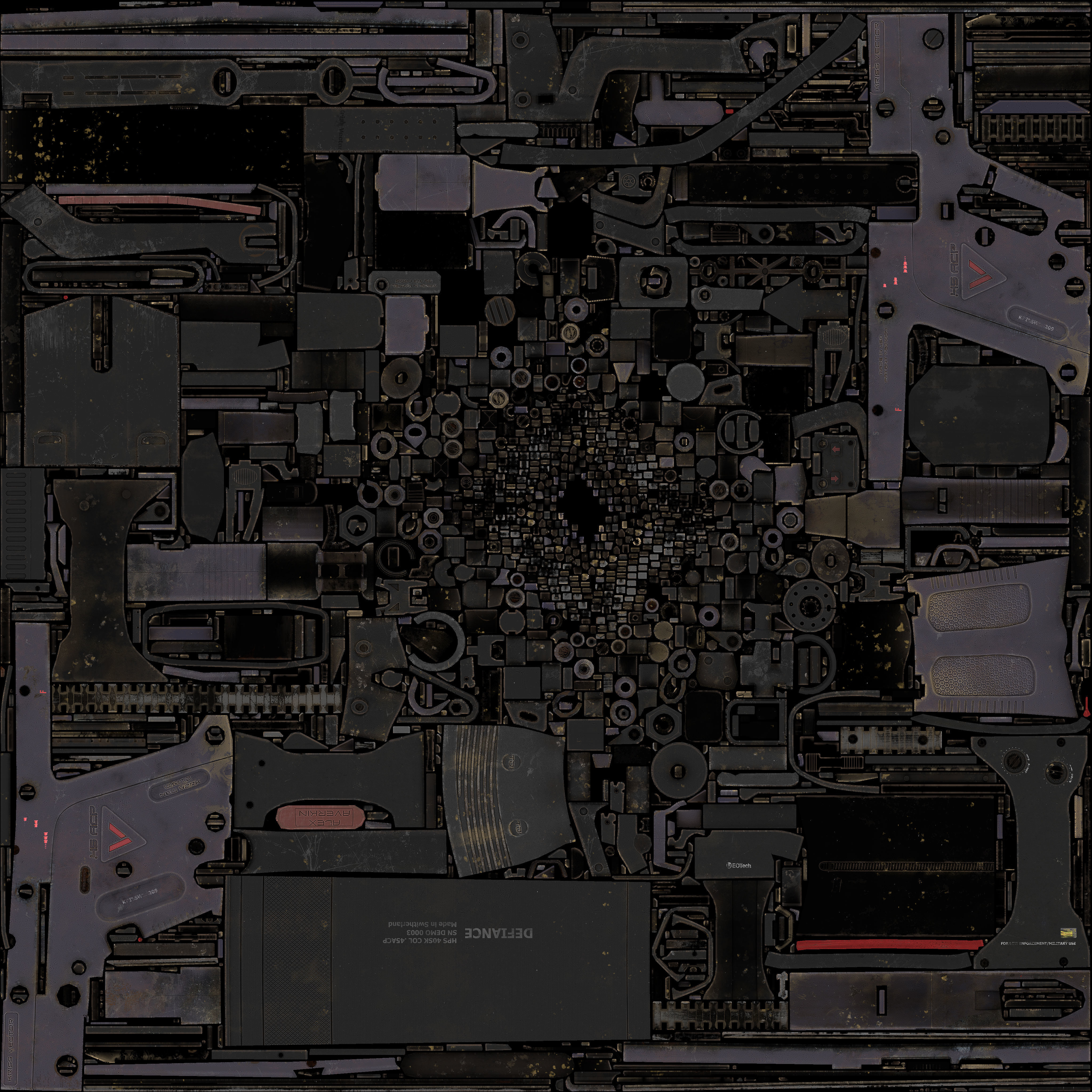 Kriss Vector Highpoly and Lowpoly models PBR Low-poly 3D model_18