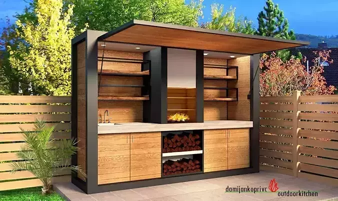 kitchen outdoor 3D model Low-poly 3D model