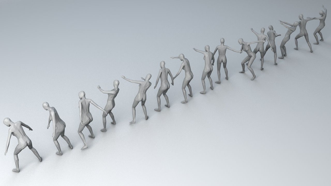 15 Lowpoly Women Sport Fitness Dance Activity Poses Low-poly 3D model_6