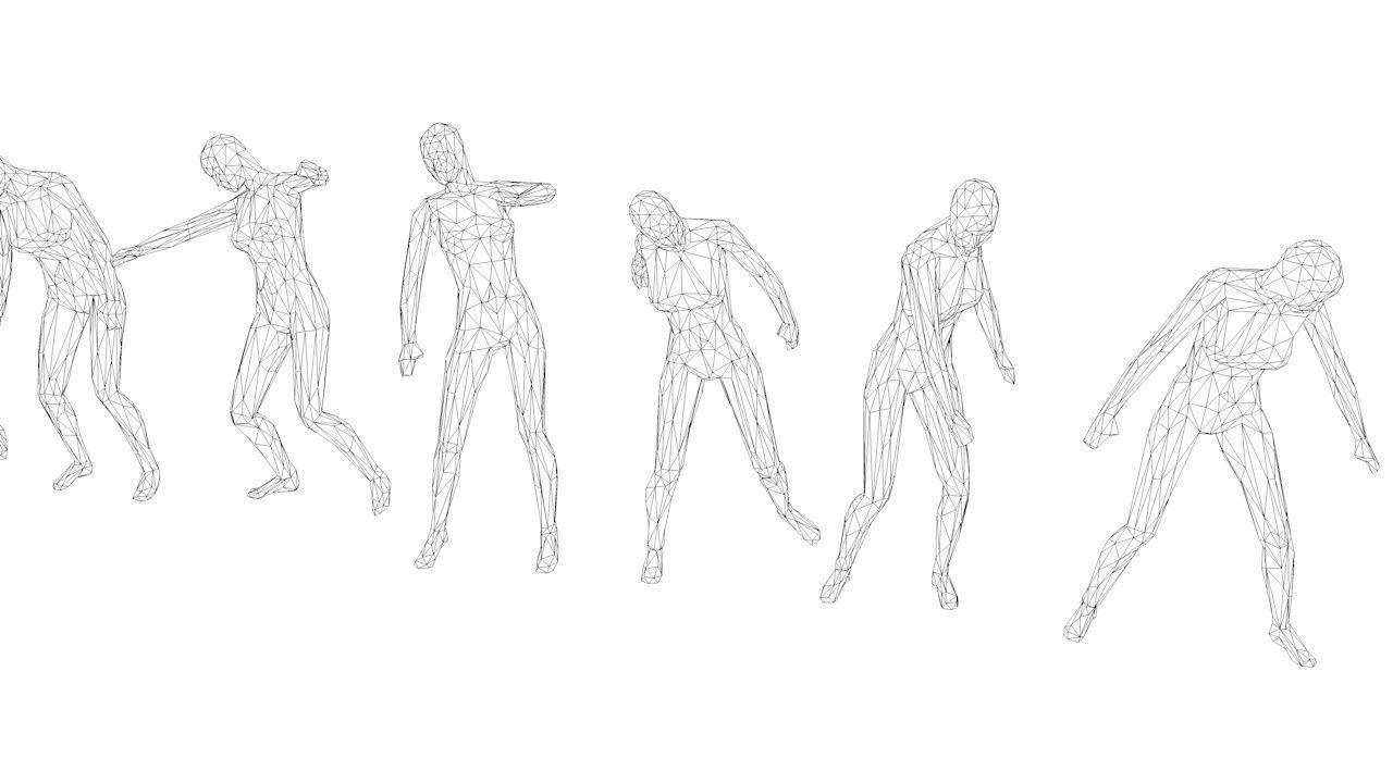 15 Lowpoly Women Sport Fitness Dance Activity Poses Low-poly 3D model_15