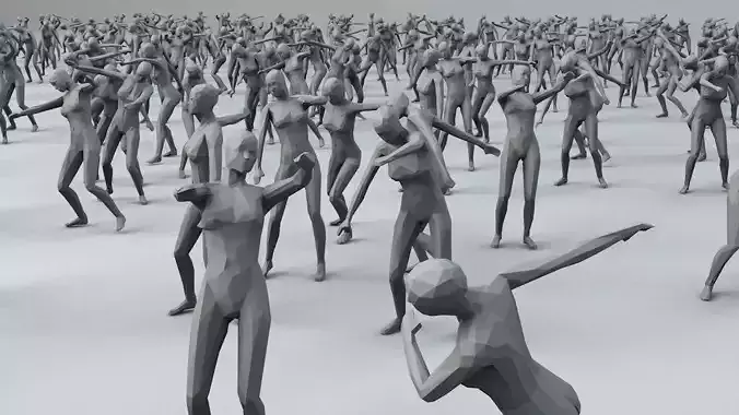 15 Lowpoly Women Sport Fitness Dance Activity Poses Low-poly 3D model
