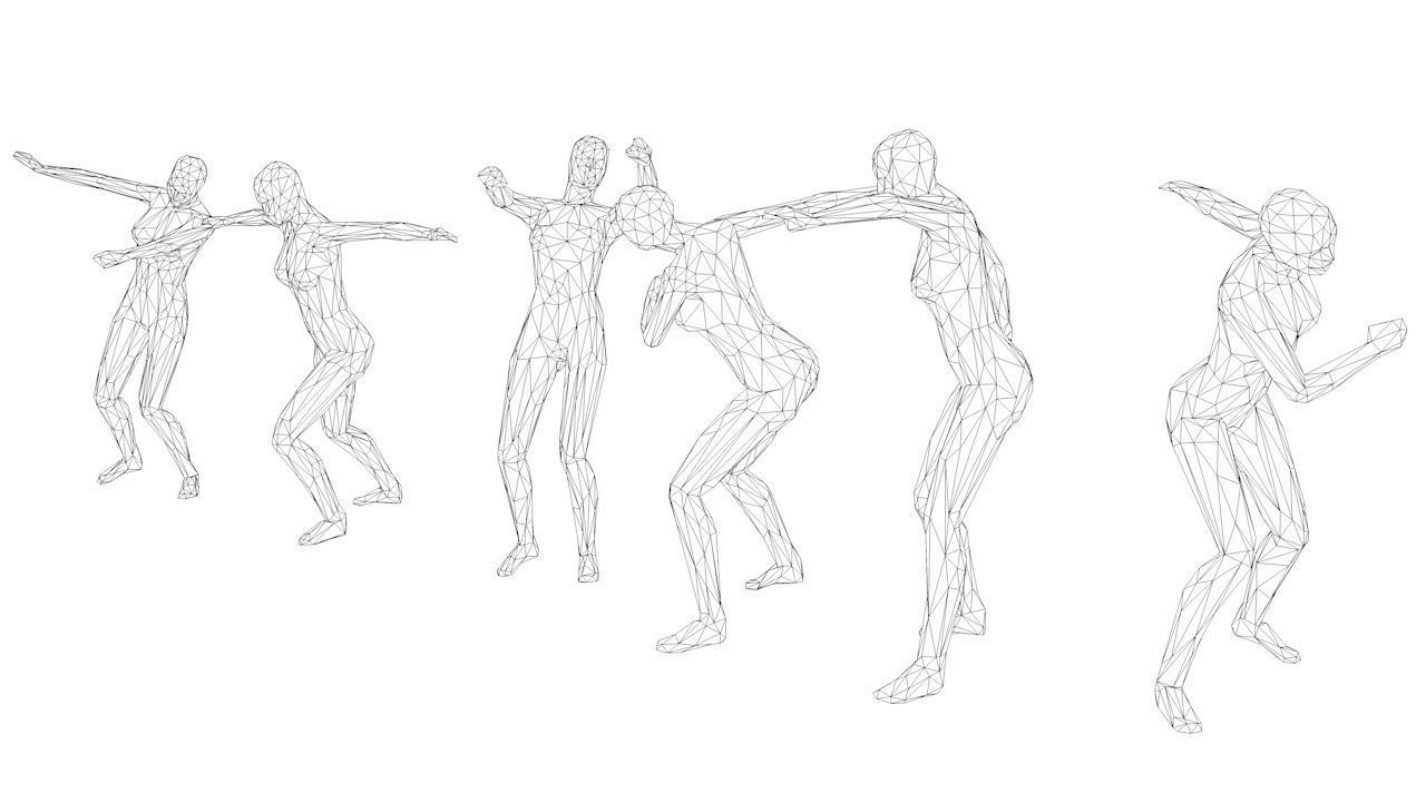 15 Lowpoly Women Sport Fitness Dance Activity Poses Low-poly 3D model_16