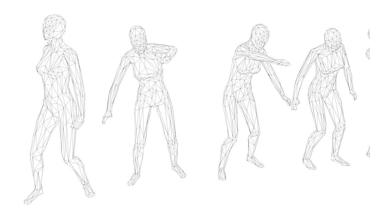 15 Lowpoly Women Sport Fitness Dance Activity Poses Low-poly 3D model_17