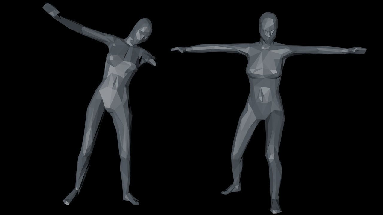 15 Lowpoly Women Sport Fitness Dance Activity Poses Low-poly 3D model_11