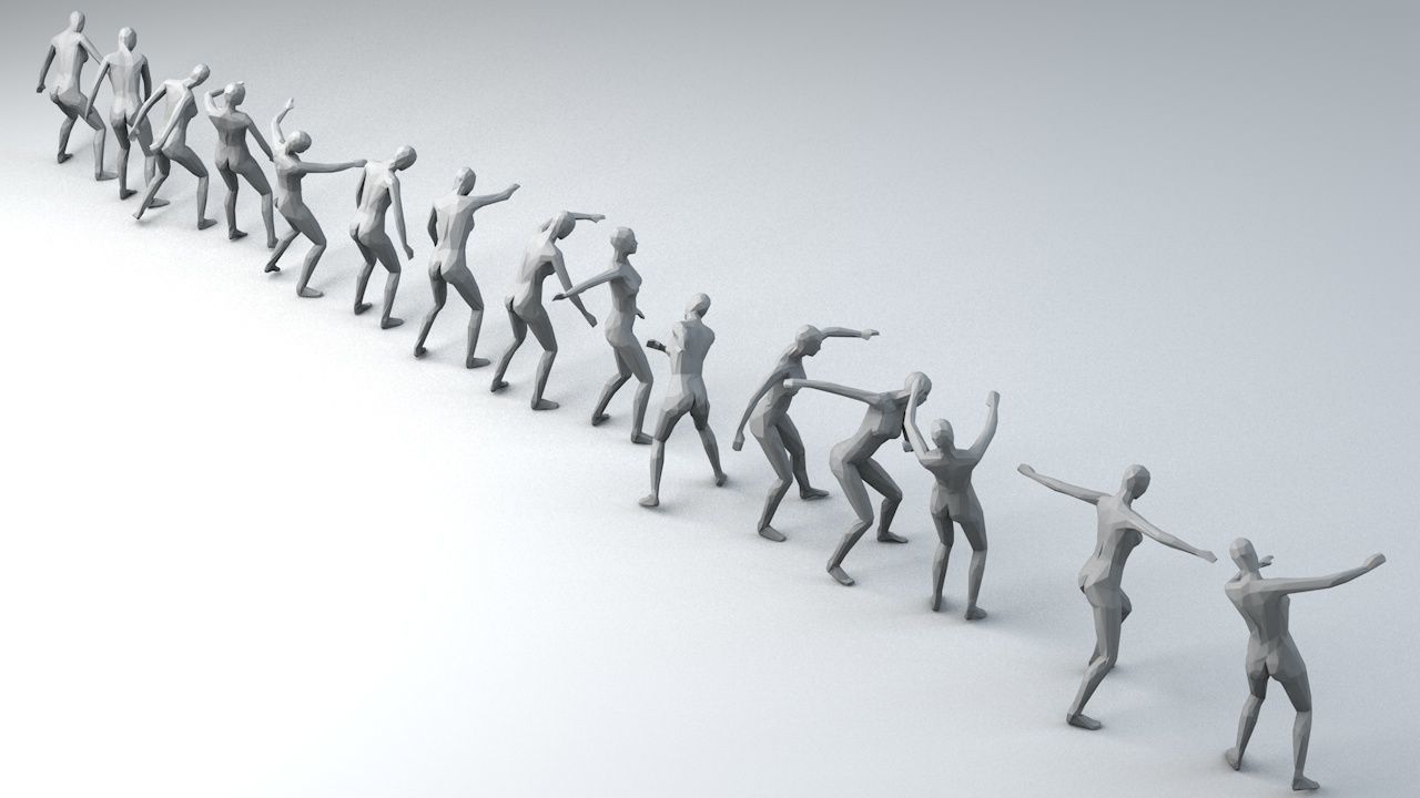 15 Lowpoly Women Sport Fitness Dance Activity Poses Low-poly 3D model_5