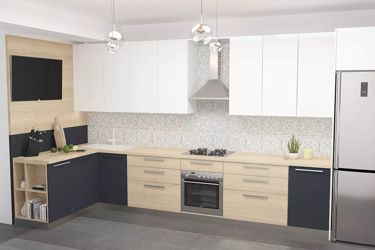 KITCHEN modern with cabinets and stainless steel appliances 3D model_0