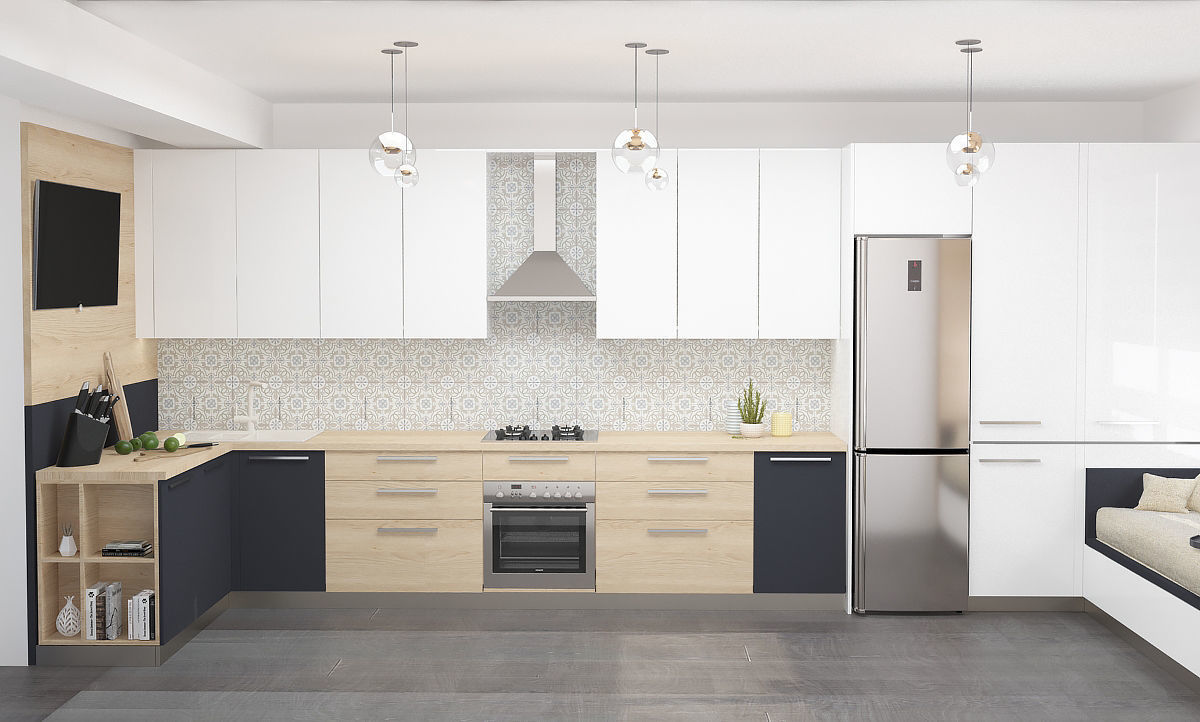 KITCHEN modern with cabinets and stainless steel appliances 3D model_1