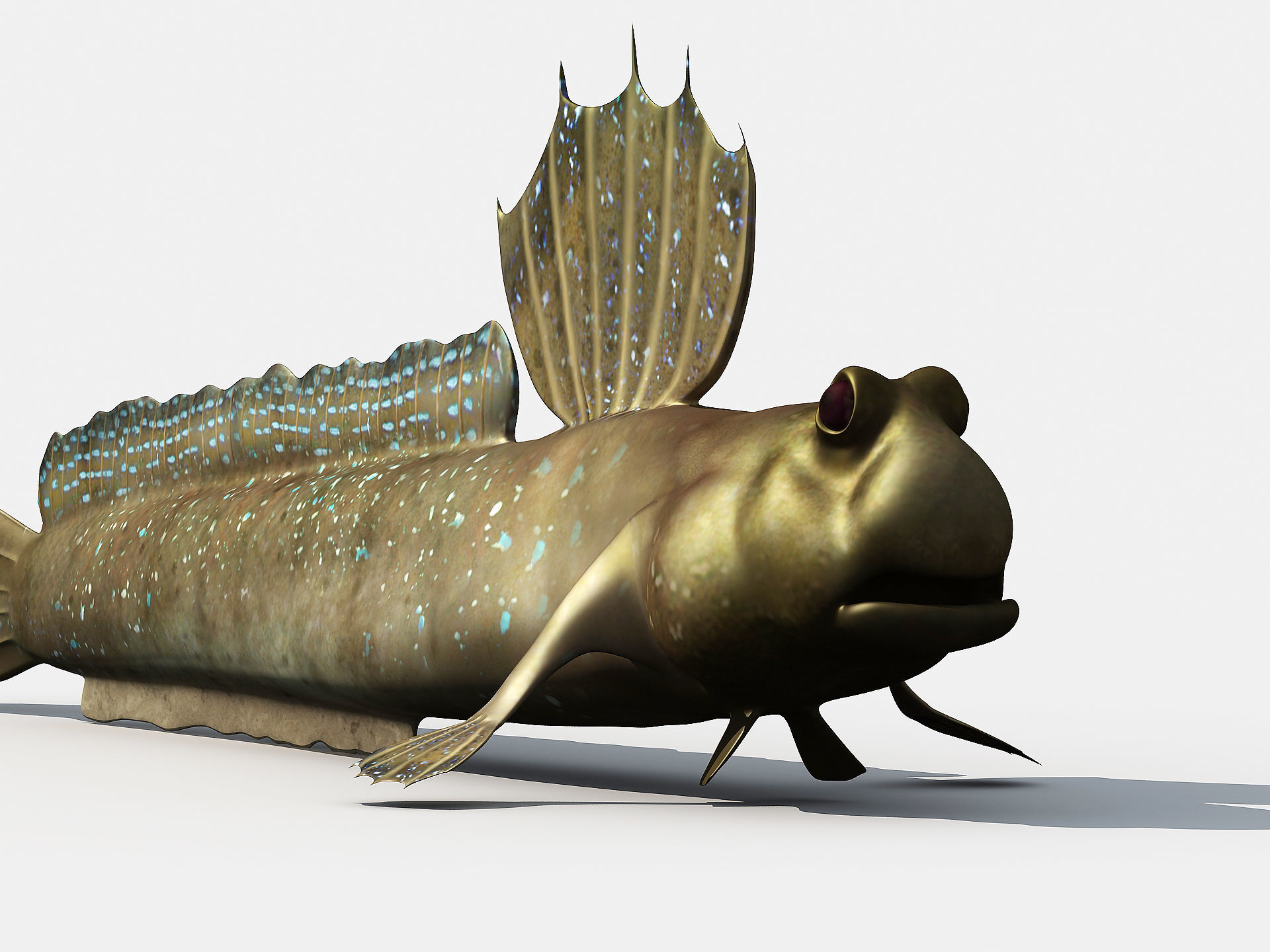 Jump Fish Boleophthalmus Pectinirostris Mudskippers  Low-poly 3D model_1