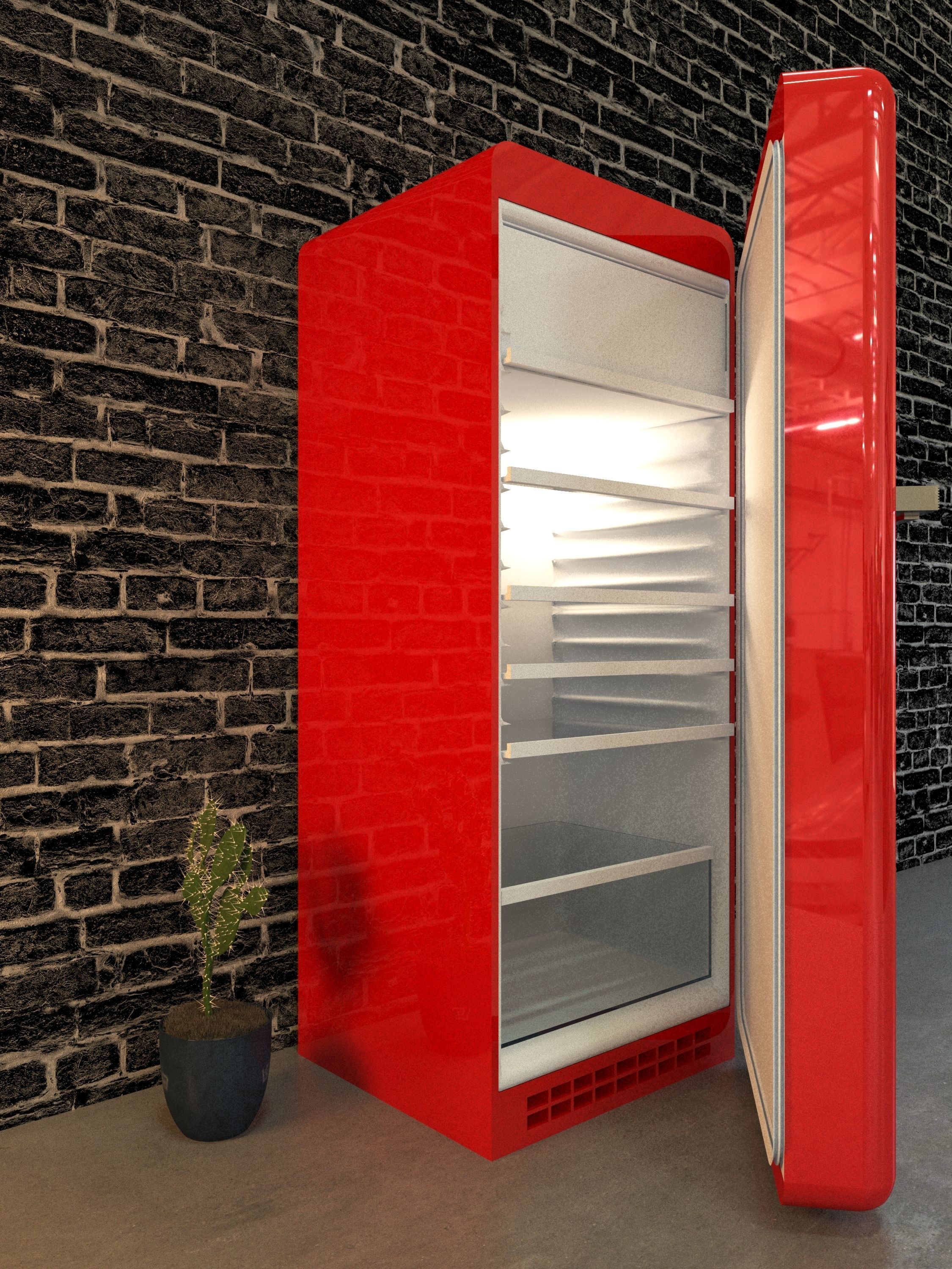 smeg retro fridge  3D model_1