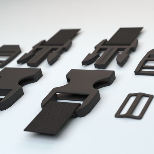 Set of fastener plastic buckle fastex semi-automatic clip 3D model