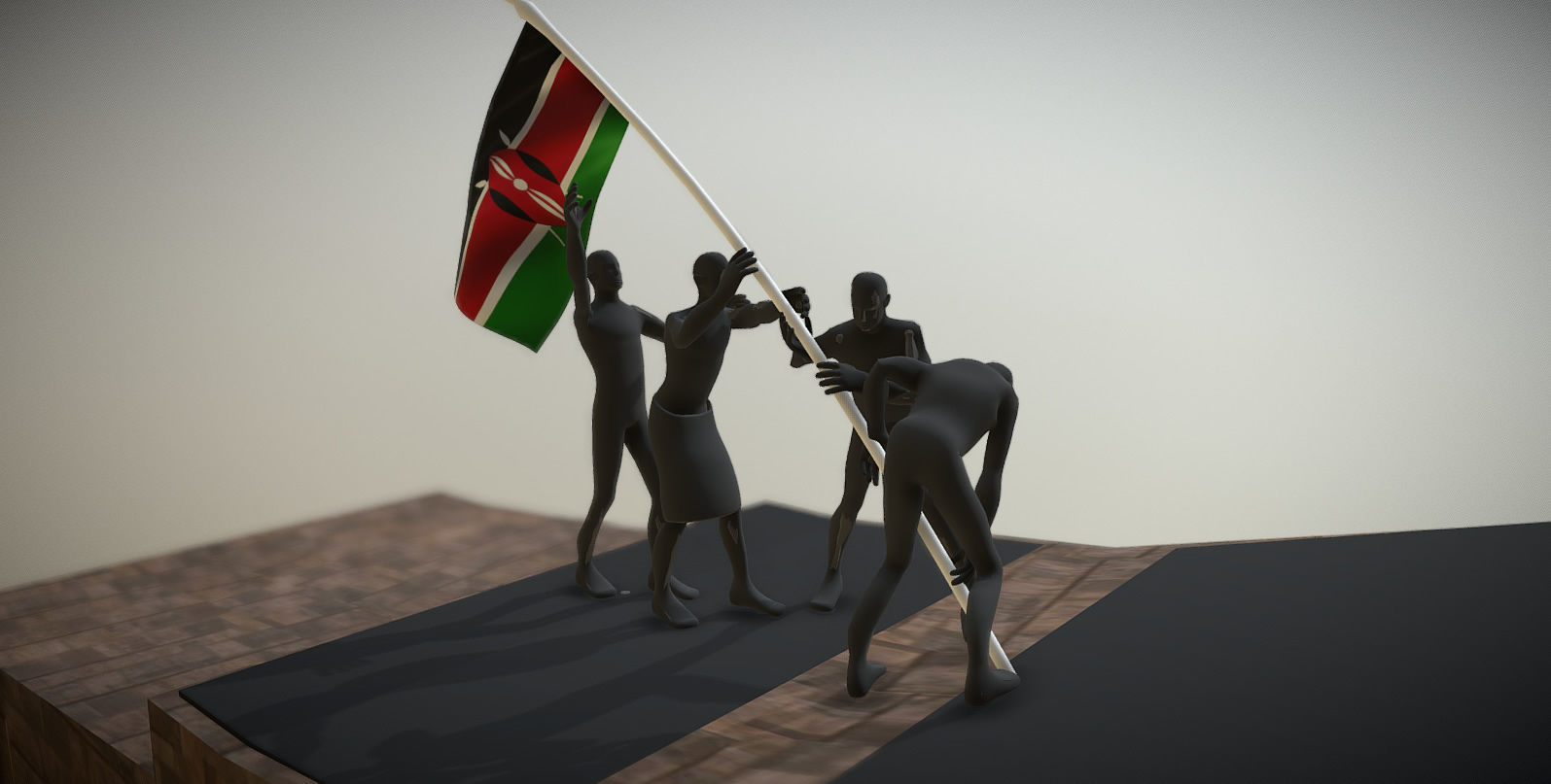 Uhuru Gardens Statue Kenya 3D 3D model_2