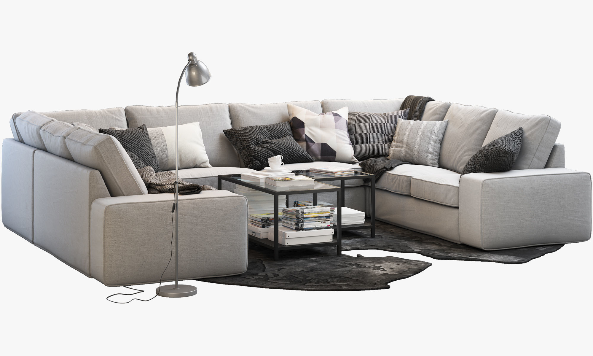 KIVIK 7seat Ushaped sofa Ikea 3D model CGTrader